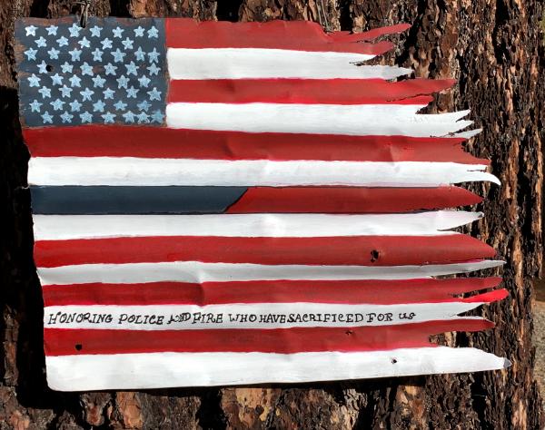 Blue/Red Line Distressed Flag